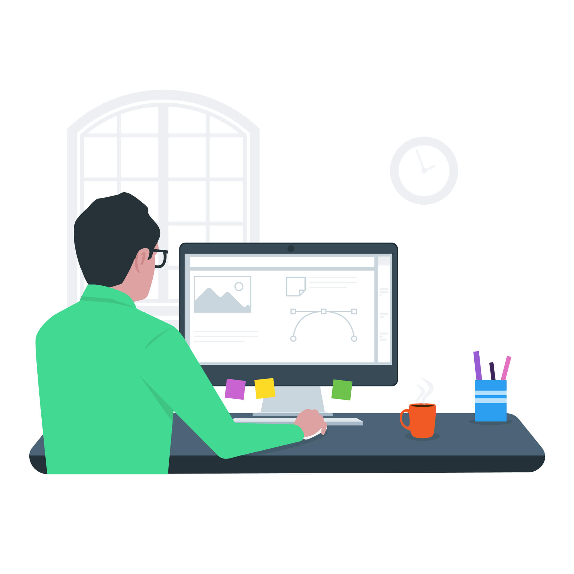 A graphic designer designing a new concept illustration