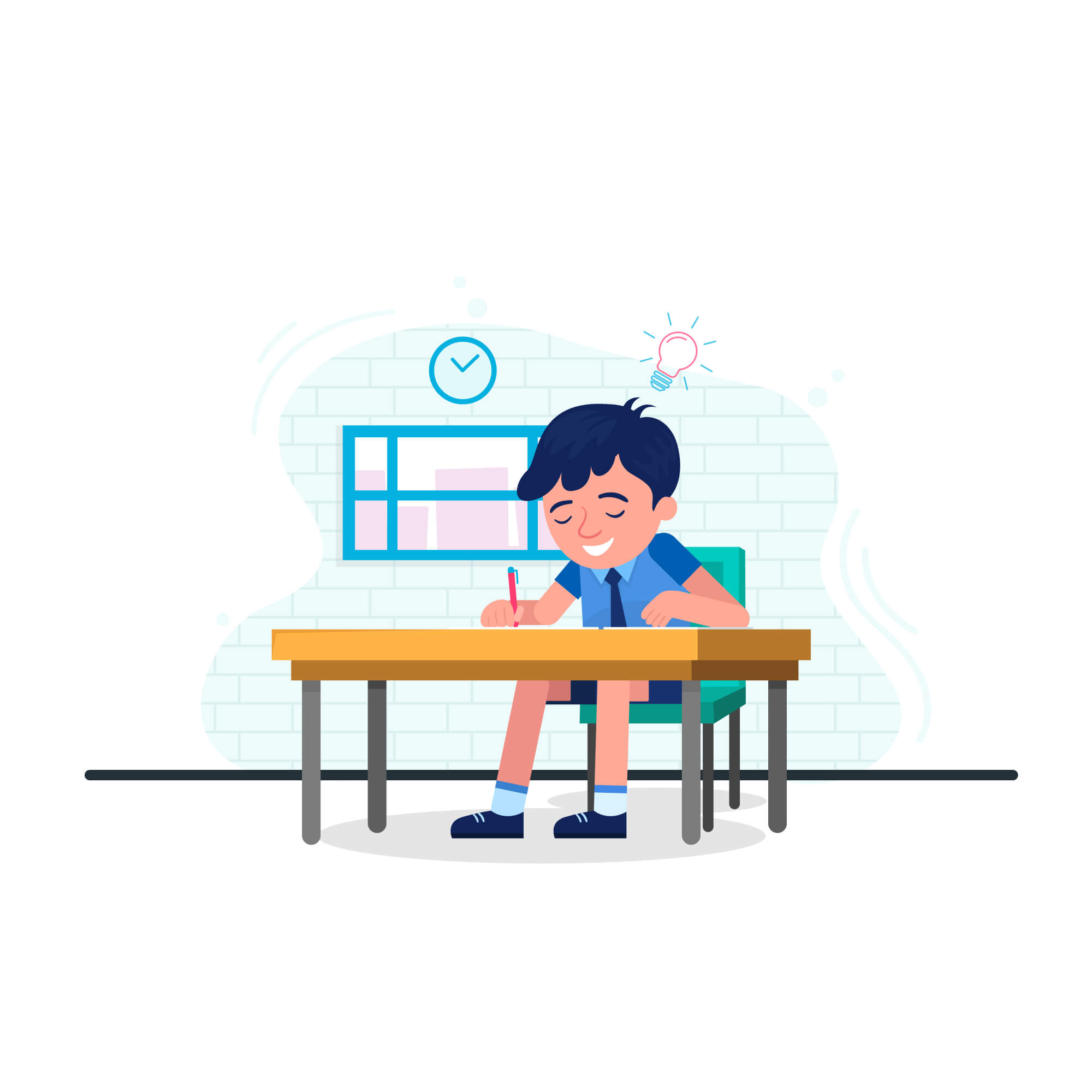 A student writing the exam concept illustration