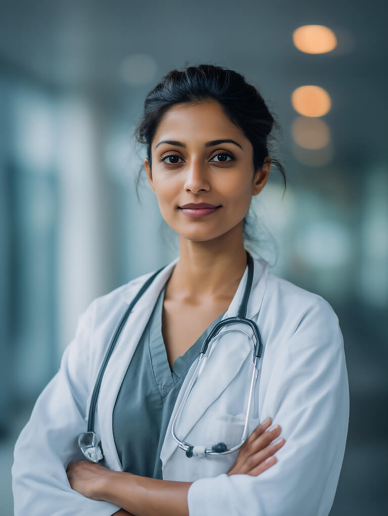 Confident female doctor portrait with stethoscope