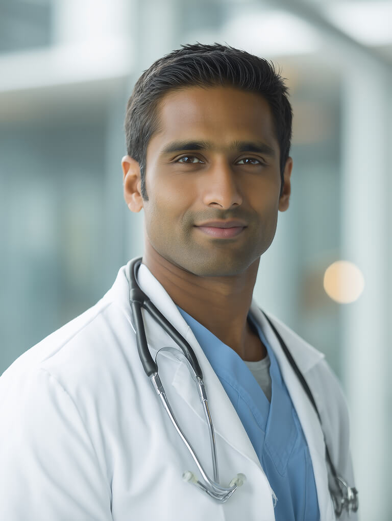 Confident male doctor portrait looking at camera