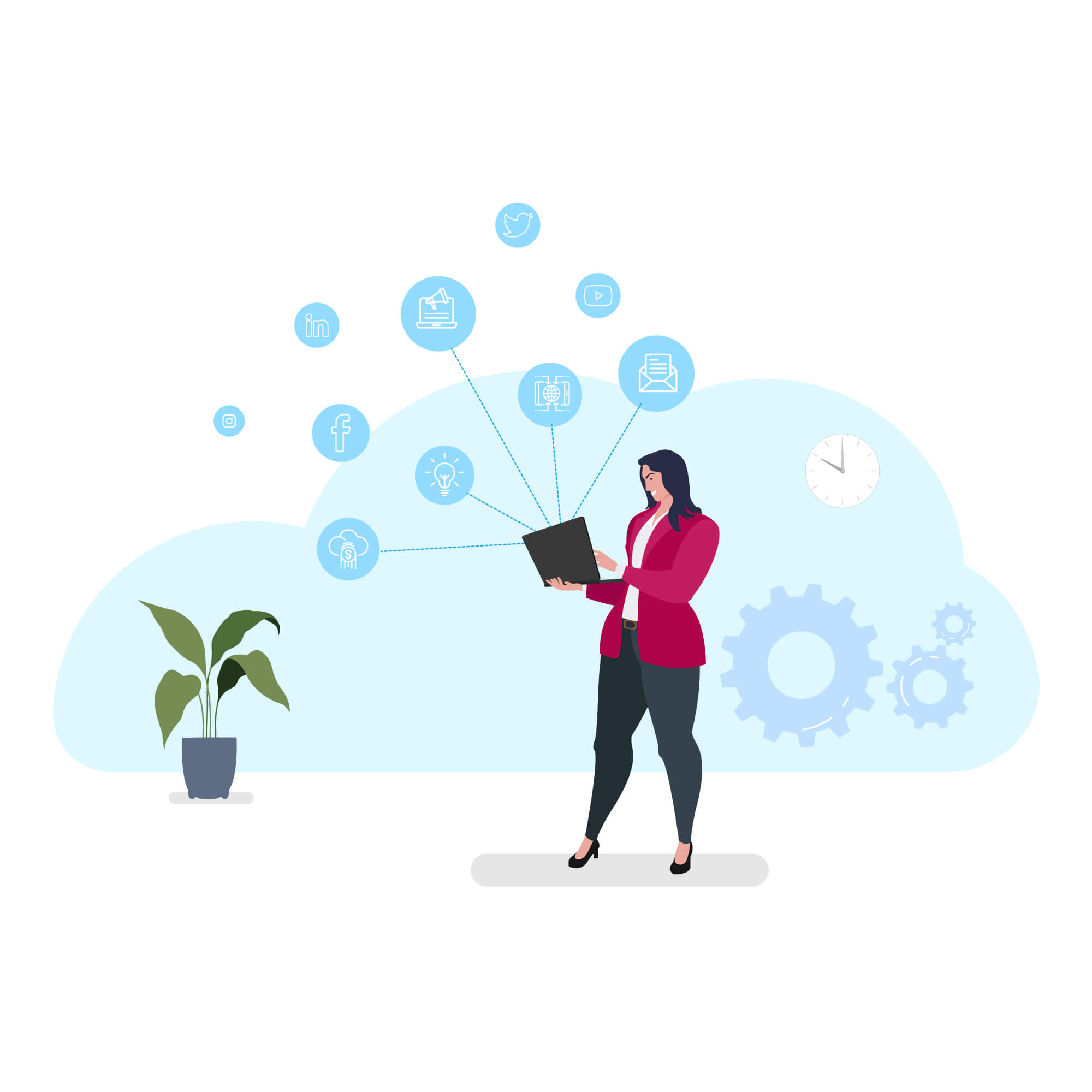 Digital media visualization that plays a vital role in Digital Marketing illustration