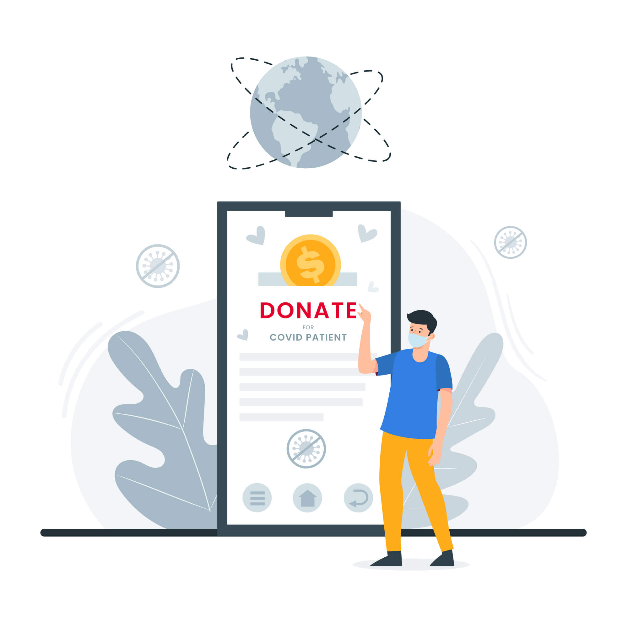 Donate money for covid patients concept illustration
