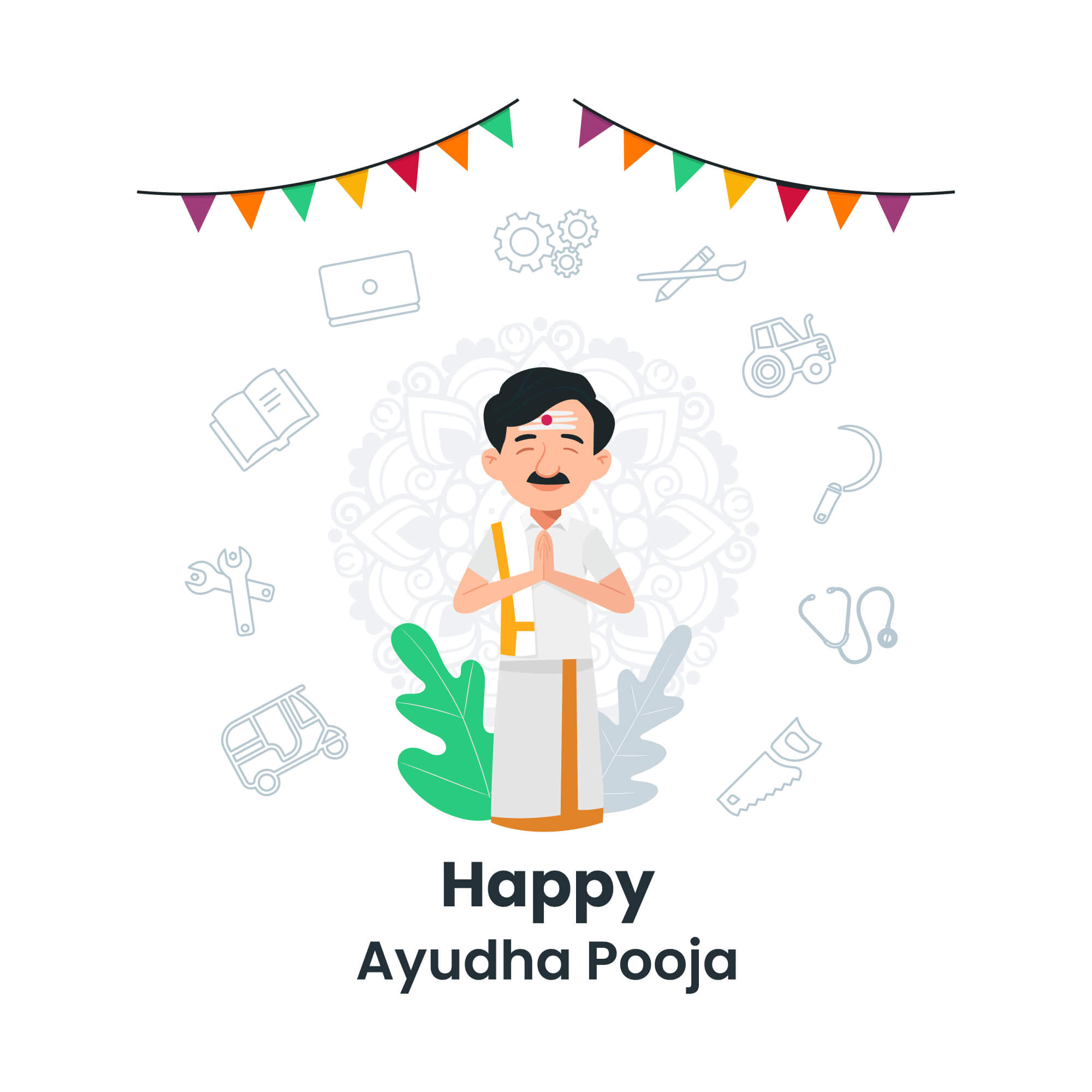 Happy ayudha pooja india festival concept illustration
