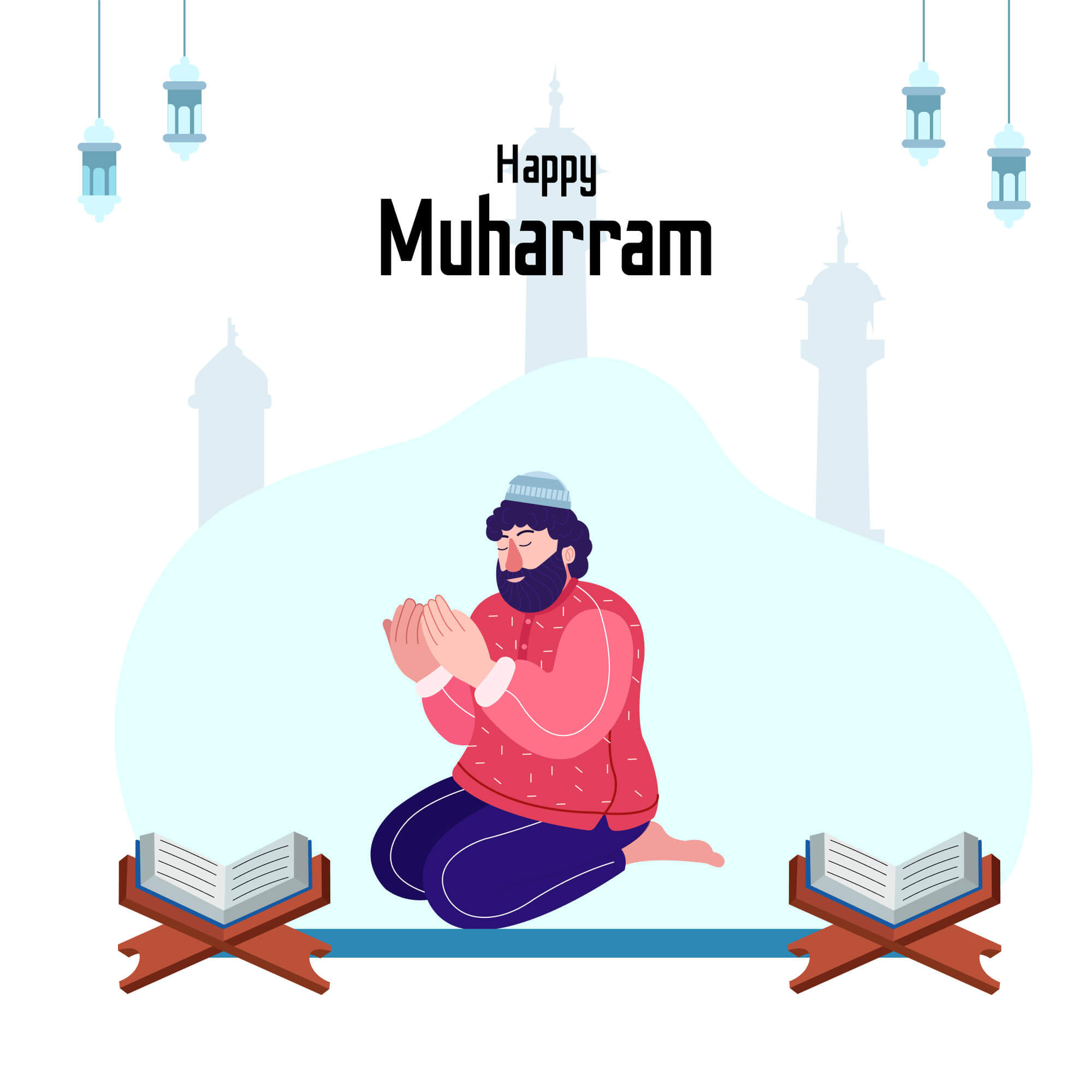 Happy muharram islamic new year concept illustration