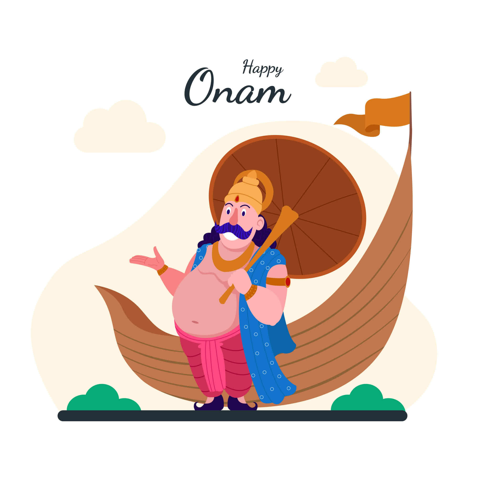 Happy onam festival concept flat illustration
