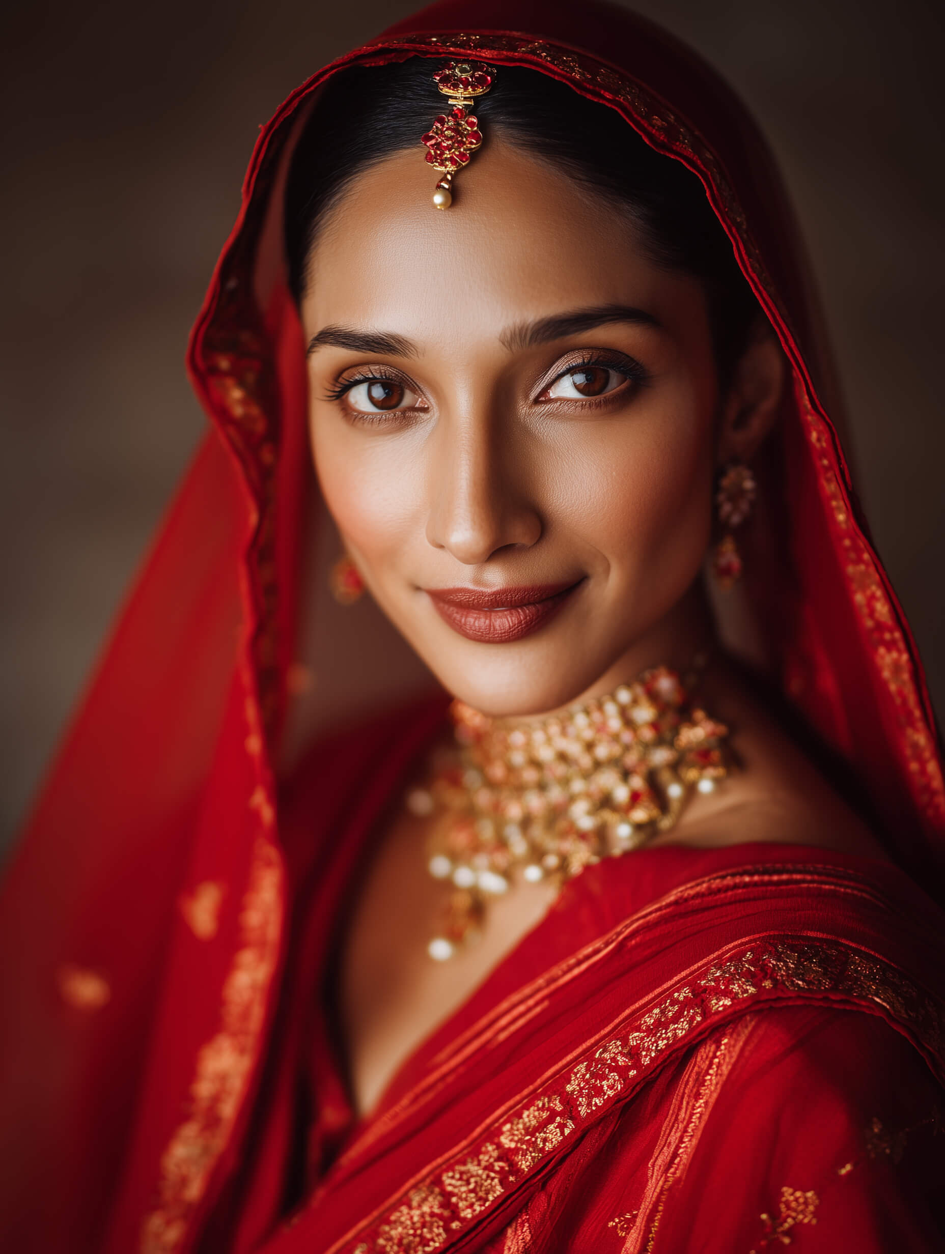  Indian bride in traditional red bridal attire wedding