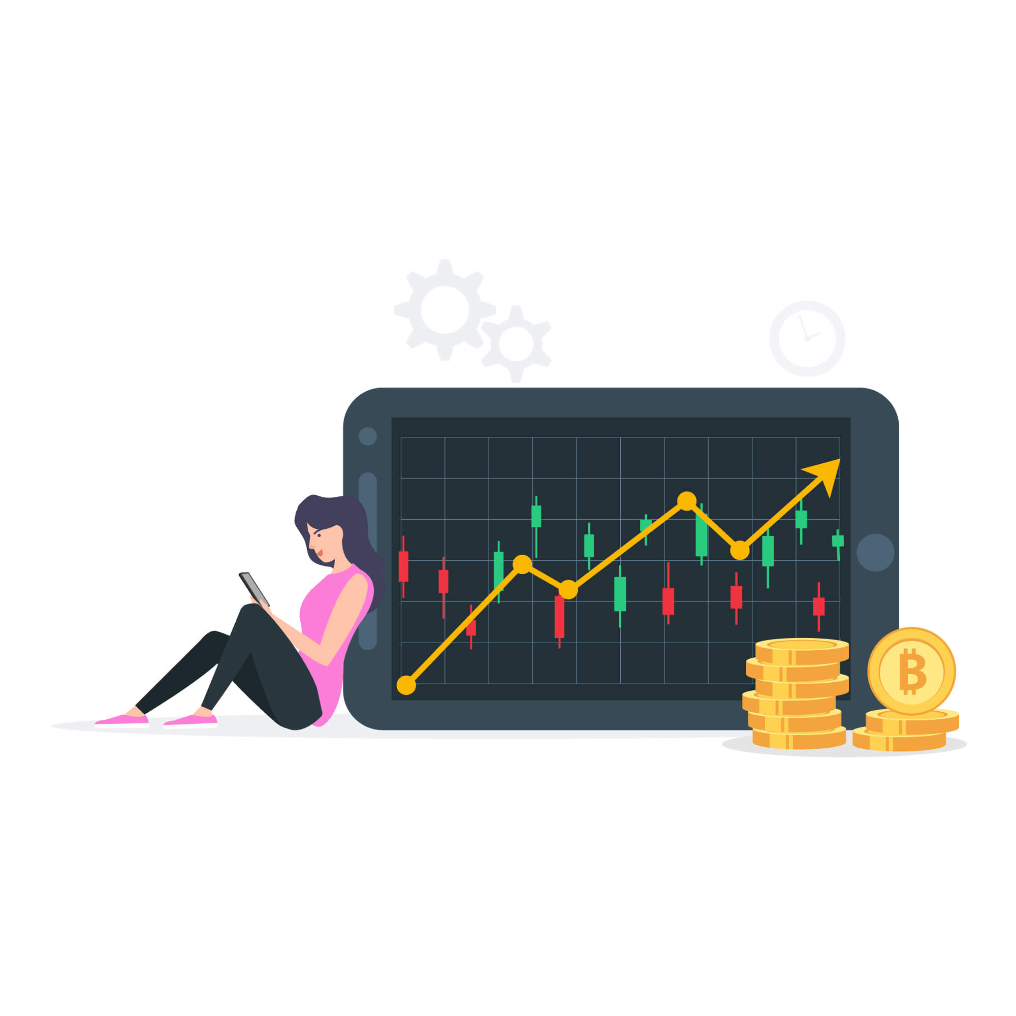 Online crypto trading concept illustration