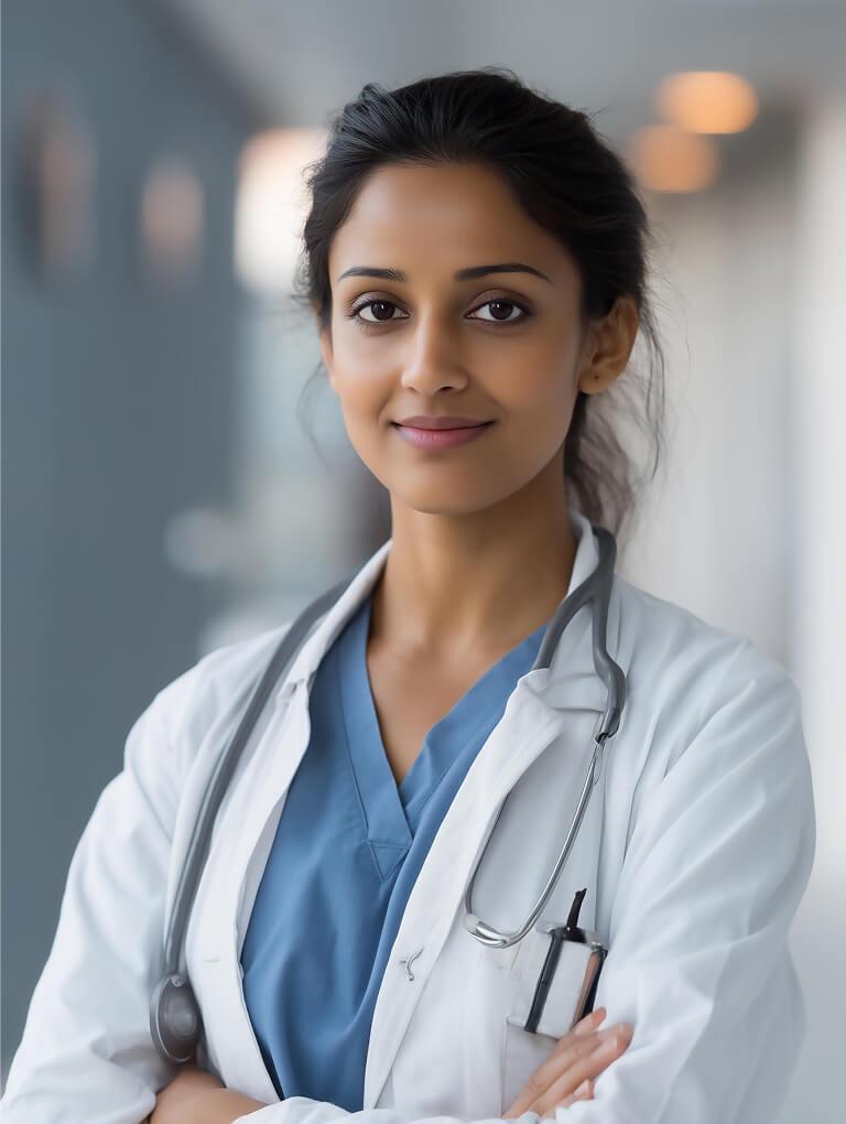 Smiling female doctor portrait with stethoscope