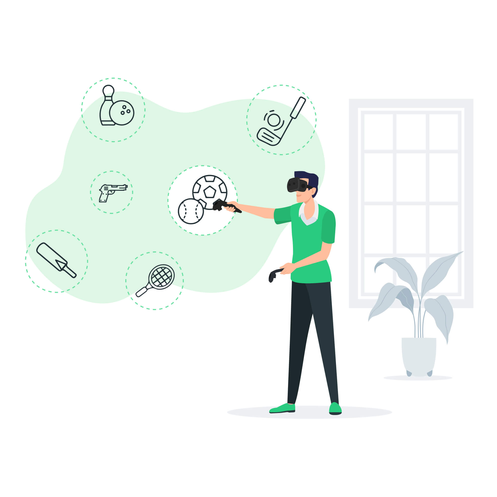 Virtual reality gaming concept illustration