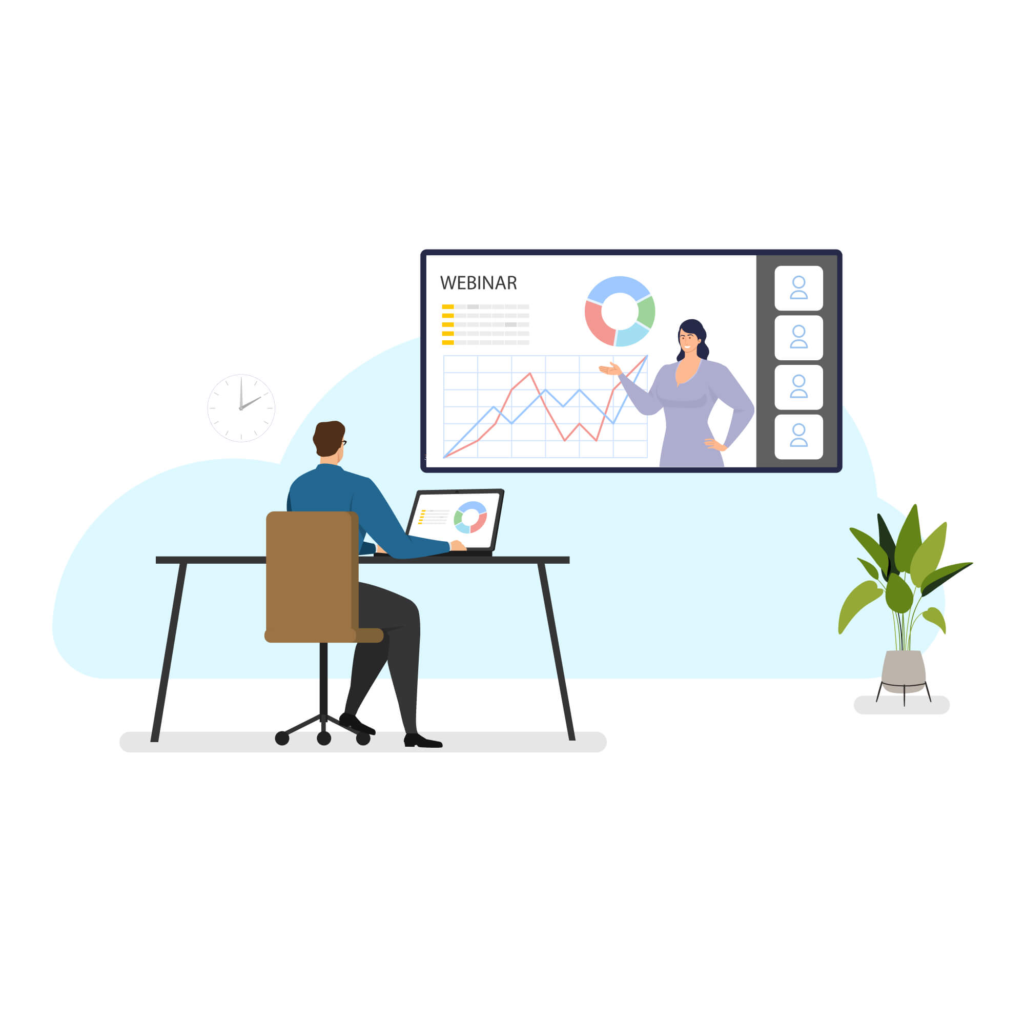 A man interacting with a marketing specialist illustration